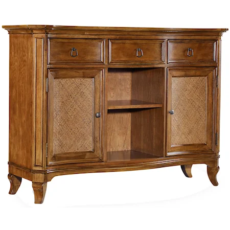 Buffet with 3 Drawers & 2 Raffia Paneled Doors